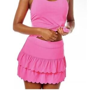 NWT Lilly Pulitzer LUXLETIC Miesha Scallop Skort Size L Aura Pink UPF 50+